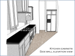 Kitchen cabinets side elevation view